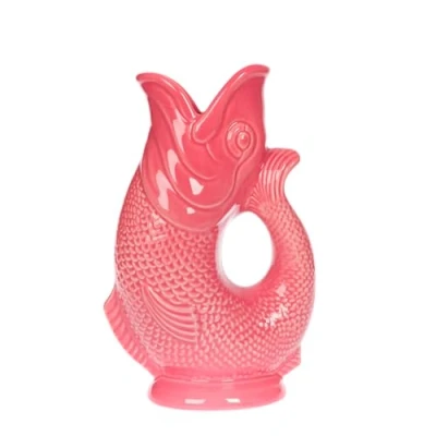 Image of Gurgly Iconic Coral Glug Jug Small 23cm 750ml Fish Water Jug, Decorative Vase, Ornament, Carafe