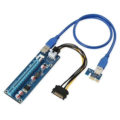 Image of AAA PRODUCTS High Grade PCI E Express 1x to 16x Extender Riser Card + SATA 6Pin Power Cable 60cm USB 3.0 Extension