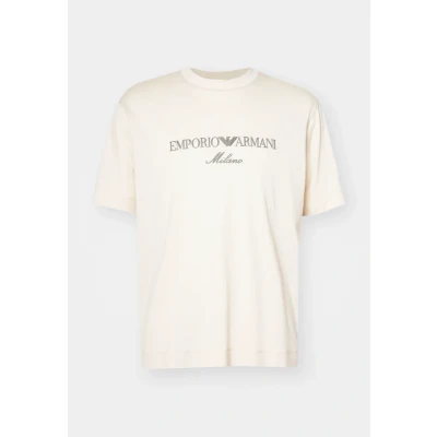 Image of Emporio Armani Print Tshirt, Men&#039;s, Size: Small, Ecru