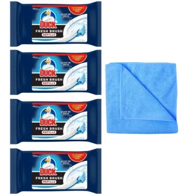Image of 4X Duck Fresh Brush Refills (4 Packs, 48 Flushable Cleaning Pads) Biodegradable Toilet Bowl Cleaner with Microfibre Cloth