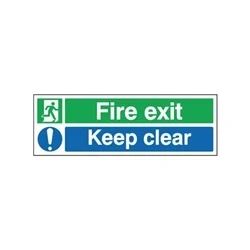 Image of SIGNSLAB SR71733 EC08S/S Safety Sign &quot;Fire Exit Keep Clear&quot;, Self Adhesive, 150 mm x 450