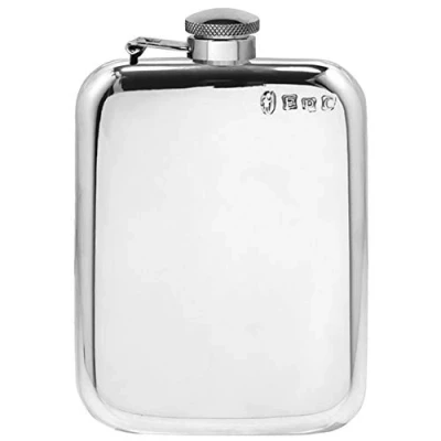 Image of English Pewter Company 6oz Plain Hip Flask with Captive Top [SF435CT]