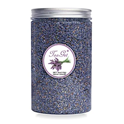 Image of TooGet Culinary Dried Lavender Buds, Raw Highland Grow Flowers, Ultra Blue Premium Grade with Food PET Plastic Bottle (4 OZ)