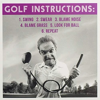 Image of Open Male Humorous Birthday Card from The Pixel Range Golf Instructions for Him