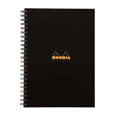 Image of Rhodia Ref 119232C Hardback Casebound Business Book (160 Pages) A4 Size, Lined Rulings, 90gsm Vellum Paper, Year Planner on the Inside Front Cover Black