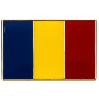 Image of Romania Rectangle Flag Enamel Metal Pin Badge Diplomat Lapel