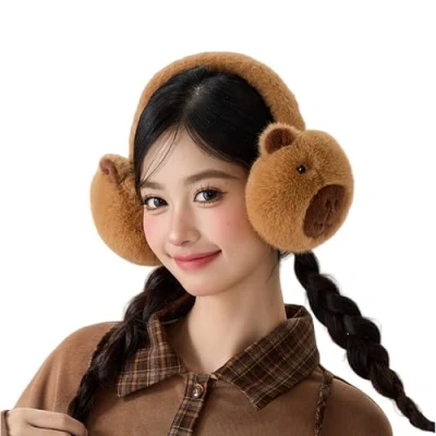 Image of Lovely Animal Winter Ear Muffs Soft &amp; Warm Covers For Women Teens Furry Plush Protectors Outdoor Activity