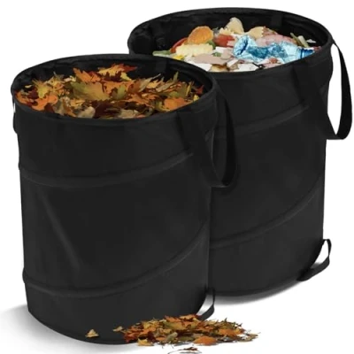 Image of 2pcs Leaf Waste Bag 10 Gallon Collapsible Garden Tote Pop Up Trash Can Space Saving Camping Bin Multifunctional Yard Container for Toy Clothes
