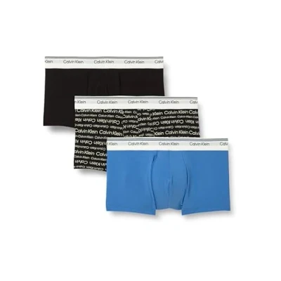 Image of Calvin Klein Low Rise Trunk 3PK Men&#039;s, BLACK (BLACK/WRAPPED LOGO_BLACK/REGATTA), XL