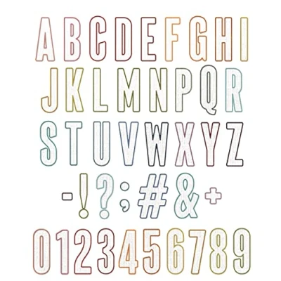 Image of Sizzix Thinlits Die Set 43PK Alphanumeric Bulletin by Tim Holtz, Multi Colour, One Size
