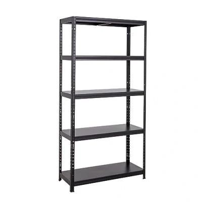 Image of BiGDUG 5 Tier Painted Garage Shelving Black Steel Boards 1900h x 900w 400d mm 90kg Per Shelf UDL (450kg Bay)