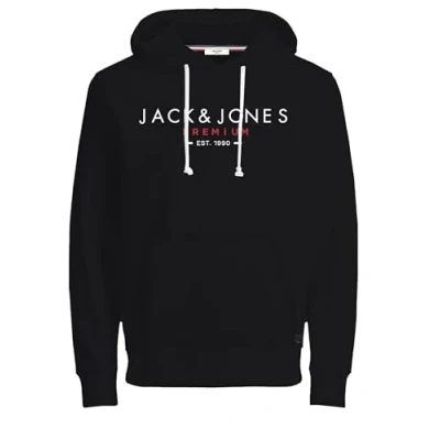 Image of JACK &amp; JONES Men&#039;s Jprbluspace Sweat Hood Bmuss24 Sweatshirt, Black, XL
