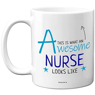 Image of Stuff4 This is What an Awesome Nurse Looks Like Mug with Blue Lettering 11oz Ceramic Dishwasher Safe Premium Mugs Gifts for Nurses, Gifts, Student