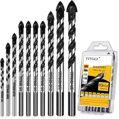 Image of 10PCS Tile Drill Bits Set, Professional Set for Porcelain/Glass/Brick/Plastic/Cement/Wood/Tile/Etc, Industrial Strength All Size (3 4 5 6 8 10 12mm)