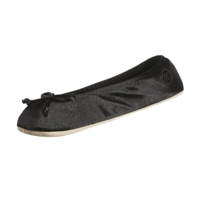 Image of Isotoner Women&#039;s Satin Ballerina Slippers Flat Sandals, Black, Large / 7.5/8 UK