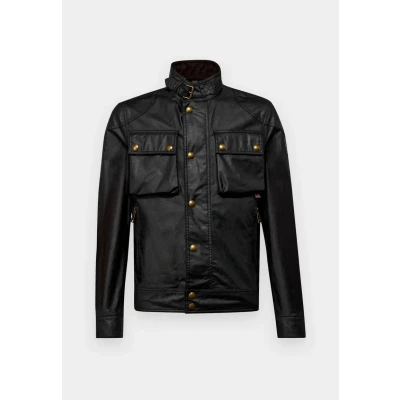 Image of Belstaff Racemaster Mens Waxed Cotton Compact Field Jacket Black Size 38 (Chest)