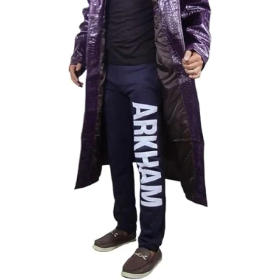Image of ALAMODETREND Arkham Joker Cosplay Costume Navy Blue Cotton Pants, XL