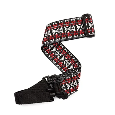 Image of D&#039;Addario Banjo Strap with Clips for Accessories Woven, Hootenanny Red and Silver