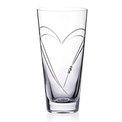 Image of DIAMANTE Heart in hand cut crystal vase with Swarovski crystals 20cm