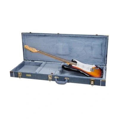 Image of Crossrock Relief Series Wooden Case For Electric Guitars, Fender Telecaster &amp; Stratocaster, With Highly Textured Surface, Mink Imitation Fleece, Stainless Steel Latches, Ocean Blue (CRW630EOB)