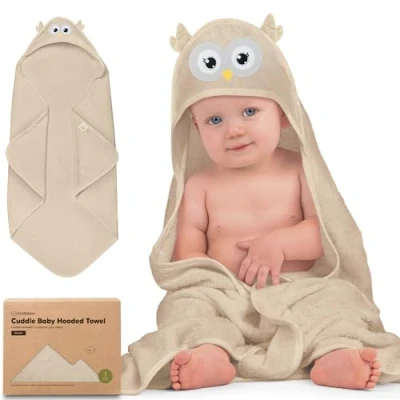 Image of KeaBabies Baby Hooded Towel Bamboo Organic Infant Towels Large Bath with Hood for Girls, Babies, Newborn Boys, Toddler (Owl)