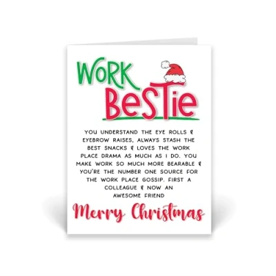 Image of Rib Ticklerz Work Bestie Colleague Christmas Card Merry Secret Santa Gifts Friend Coworker Present Funny Novelty Office Banter Men Women CD952