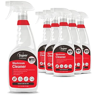 Image of Super Professional Washroom Cleaner Trigger Spray 750ml x 6 W11 Bathroom Removes Limescale, Green