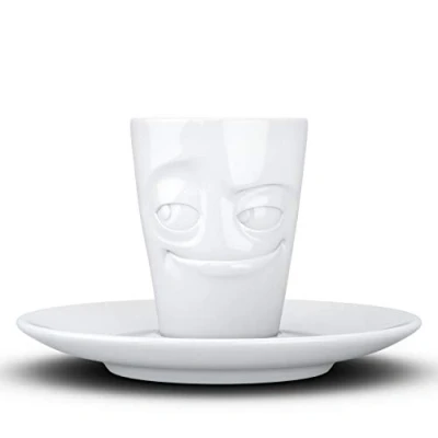 Image of FIFTYEIGHT PRODUCTS Mugs I Espresso Mug with Handle Melted Porcelain 80 ml White Made in Germany
