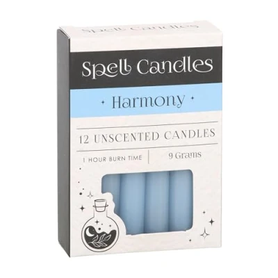 Image of Set of 12 Light Blue Ritual Harmony Spell Candles for Balance Candle Magic Something Different Herbal Magick with 1 Hour Burn Time Paraffin Wax