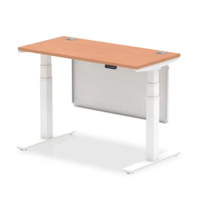 Image of Air 1200x600 Height Adjustable Desk Beech CP White Leg Modesty Panel