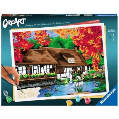 Image of Ravensburger Paint by Numbers 23546 Mill at Blue Pot from 14 Years