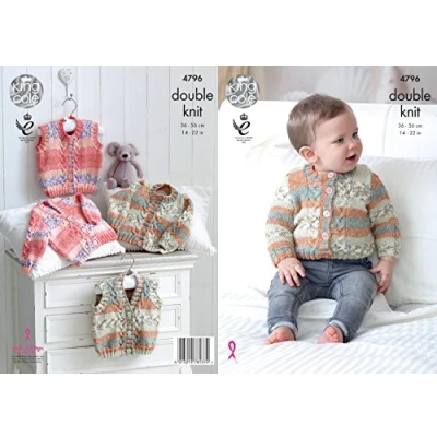 Image of King Cole 4796 Knitting Pattern Baby Cardigans &amp; Waistcoats in Drifter for DK