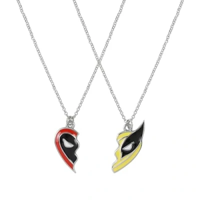 Image of Disney Deadpool &amp; Wolverine Kids Best Friend Split Heart Pendant Necklace Set