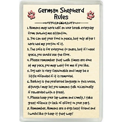 Image of German Shepherd Rules Humour Jumbo Fridge Magnet Ideal Dog Lover Birthday Gift M124