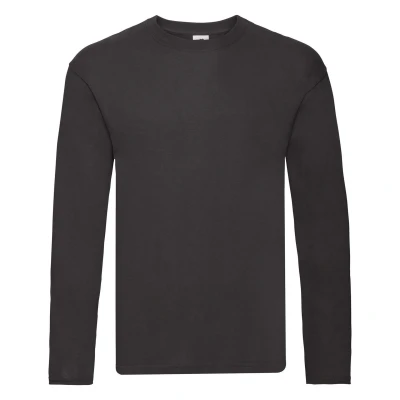 Image of Fruit of the Loom Mens Original Long Sleeve T Shirt Black Size 2XL