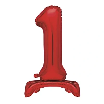 Image of Unique 13421 Giant Standing Foil Number 1 Balloon 76 cm Red