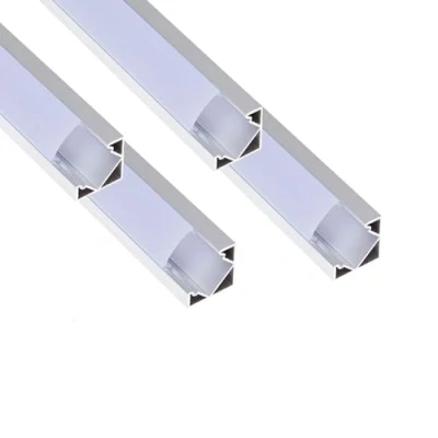 Image of JANDEI 4 Gray Aluminum Profiles 1 Meter. V Shaped Channel for Installing LED Strips in 90º Corners, semi Transparent Diffuser Includes Covers and mounting Clips (18.2mm x 18.2mm)