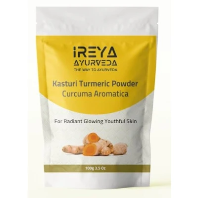 Image of Kasthuri Manjal powder for skin and face Care (3.5 oz) Kasturi Turmeric, Wild Turmeric Curcuma Aromatica Helps in Glowing Acne Radiant 100g