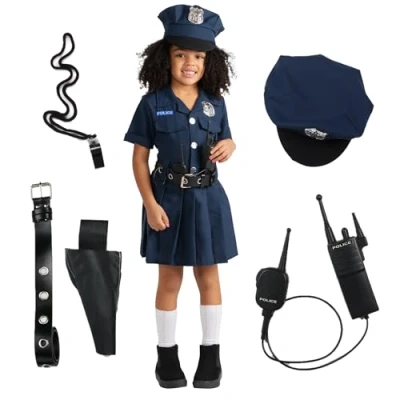 Image of Dress Up America Girl&#039;s Police Officer Costume Sassy Beautiful Set for Role Play