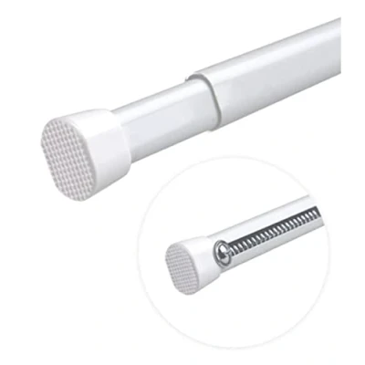 Image of Spring Loaded Manual Tension Rod for Net Curtains &amp; Voiles 60 90cm At Home White
