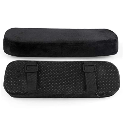 Image of LEADSTAR Armrest Pads, Chair Arm Covers Cushions Ergonomic Memory Foam Anti Slip Elbow Support Pillow for Computer, Gaming and Desk Chairs(Black)