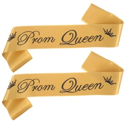 Image of Amosfun 2PCS Prom King and Queen Satin Sash Decorative Halloween Party Favor