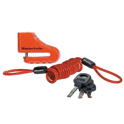 Image of Master Lock 8303EURDPS Motorbike and Escooter Disc Braker Lock, 5 cm Braker, Steel Shackle,Red