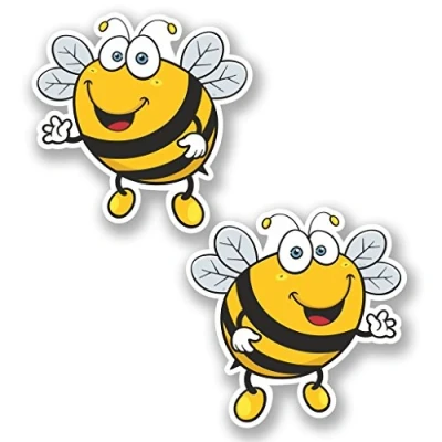 Image of 2 x 30cm/300mm Happy Bee Window Cling Sticker Car Van Campervan Glass #5347
