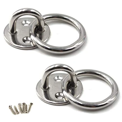Image of M8 Ceiling Hook Pad Eye Plate 304 Stainless Steel Wall Mount Heavy Duty for Hanging (Pack of 2,Screws Included)