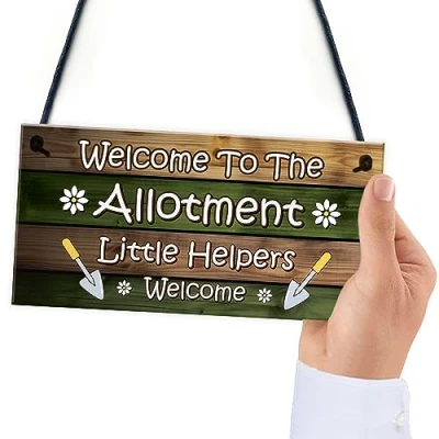 Image of Red Ocean Allotment Sign Hanging Garden Shed Plaque Welcome Gift For Him Her Signs And Plaques
