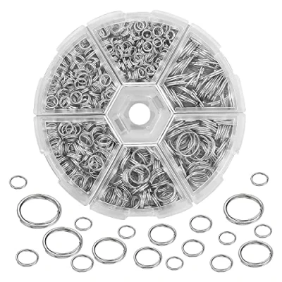 Image of Open Jump Rings, Metal Rings with Storage Box, Split Ring for Keychain Jewelry (Silver)