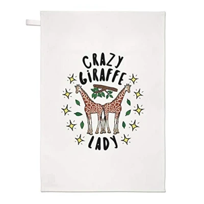 Image of Crazy Giraffe Lady Stars Tea Towel Dish Cloth