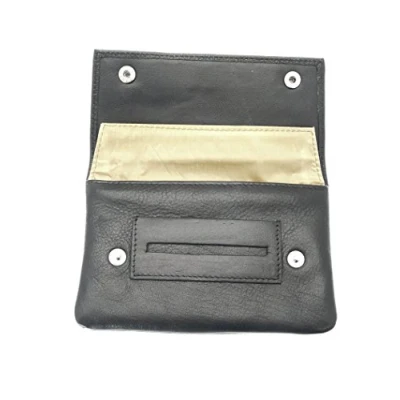 Image of benerini Genuine Soft Black Leather Premium Quality Tobacco Pouch.