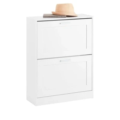 Image of SoBuy 2 Flip drawers Shoe Cabinet Rack Storage Cupboard Organizer White W60 x D25 H80cm FSR137 W
